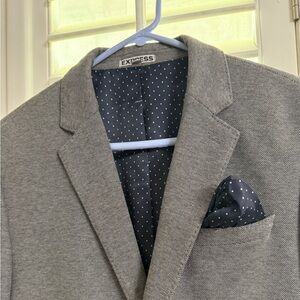 Express Gray Textured Sport Coat with Notched Lapel